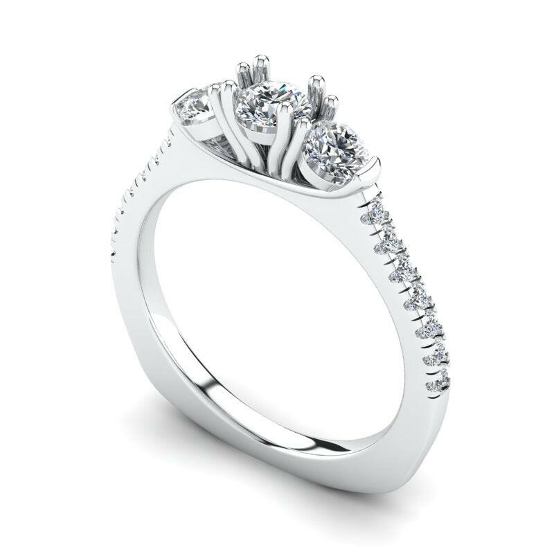 Three Stone Engagement Ring Cad 3D Model-(P.CODE/3STEN-008).