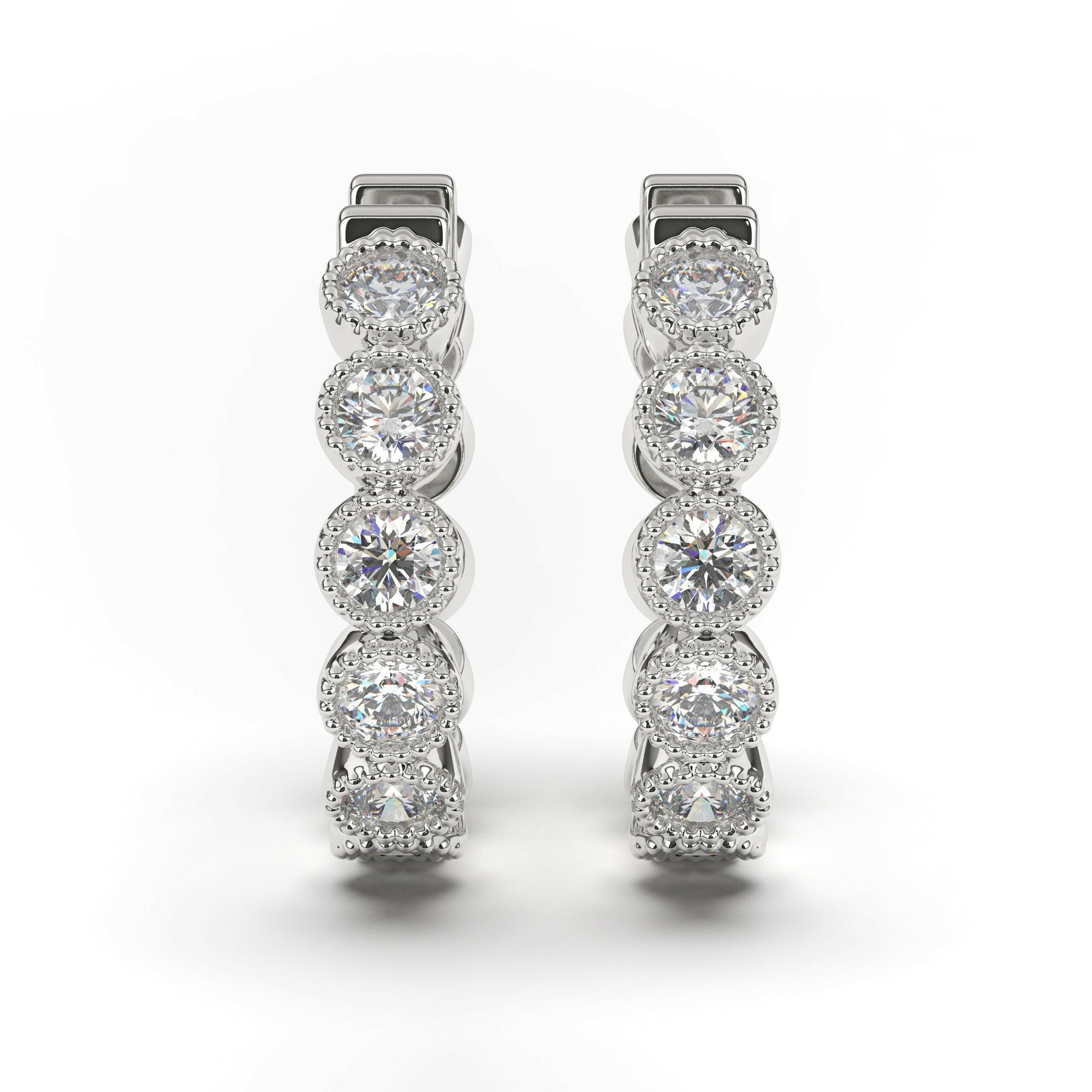 Diamond Bezel Hoop Earring Cad 3D Model-(P.CODE/ER-002 ).