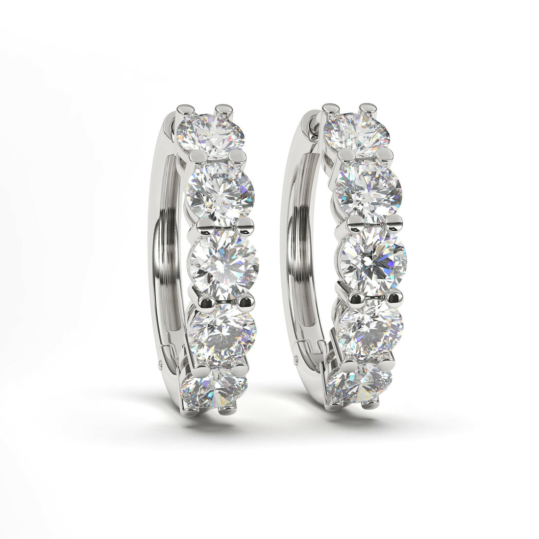 Diamond Prong Set Hoop Earring Cad 3D Model-(P.CODE/ER-004).