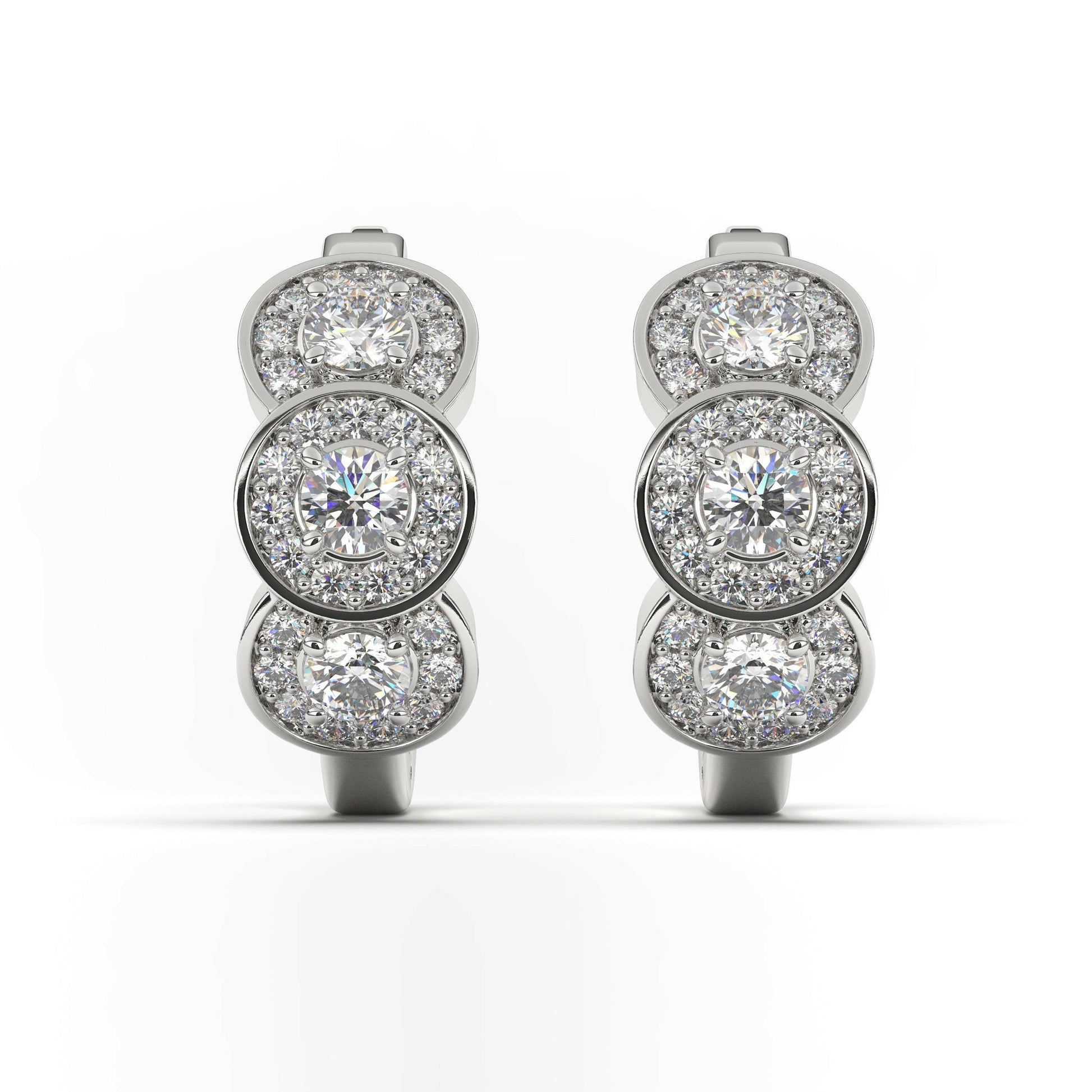 Diamond Halo Hoop Earring Cad 3D Model-(P.CODE/ER-005).