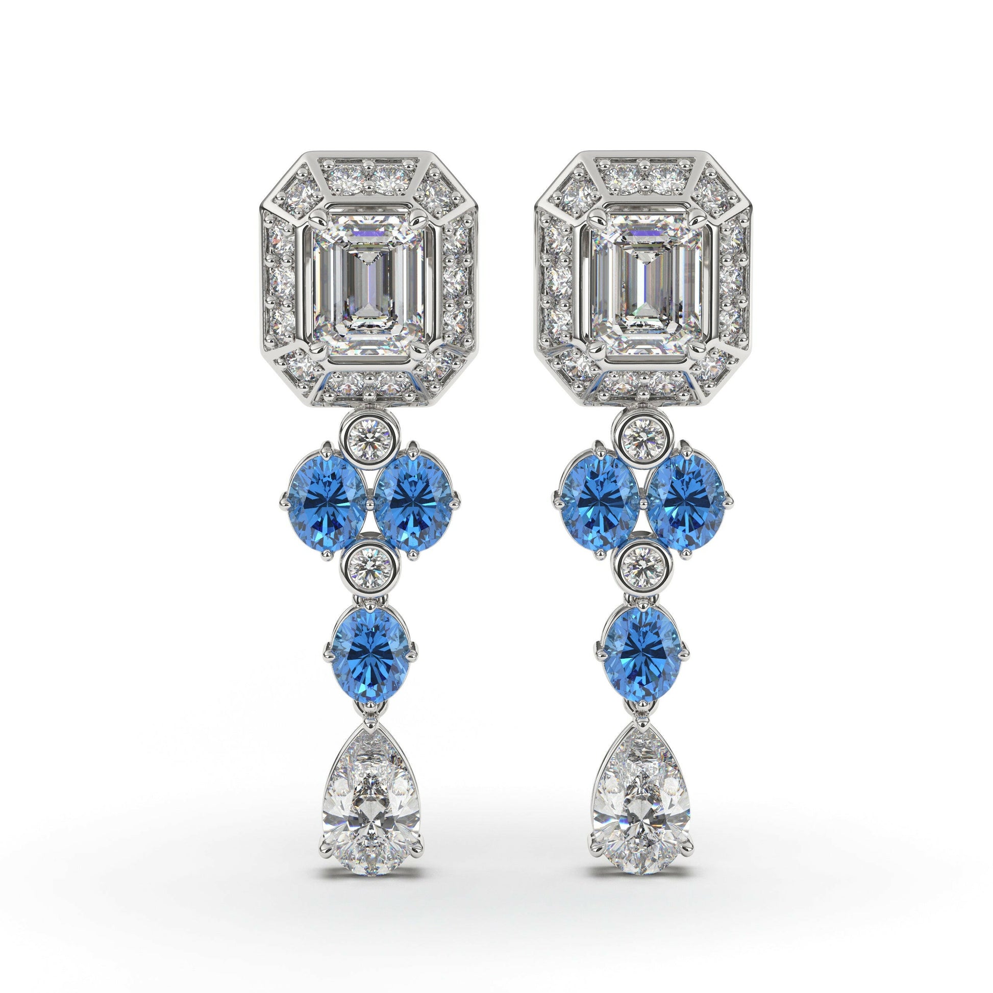 Diamond Dangling Earring Cad 3D Model-(P.CODE/ER-009).