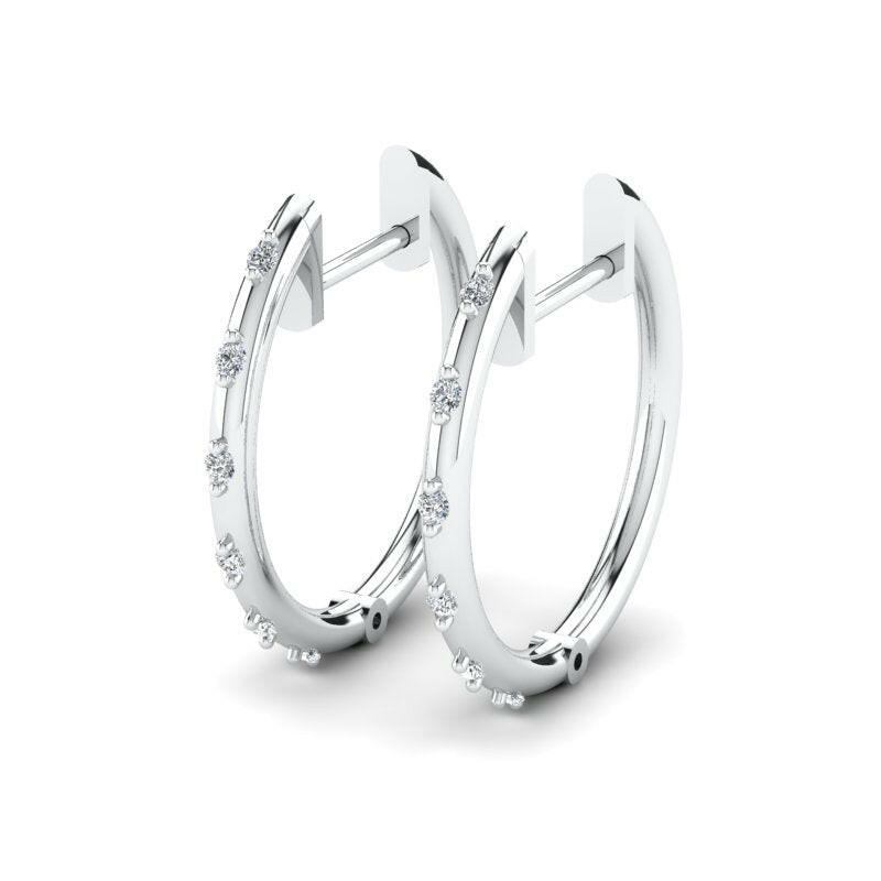 Diamond Prong Set Hoop Earring Cad 3D Model-(P.CODE/ER-012).