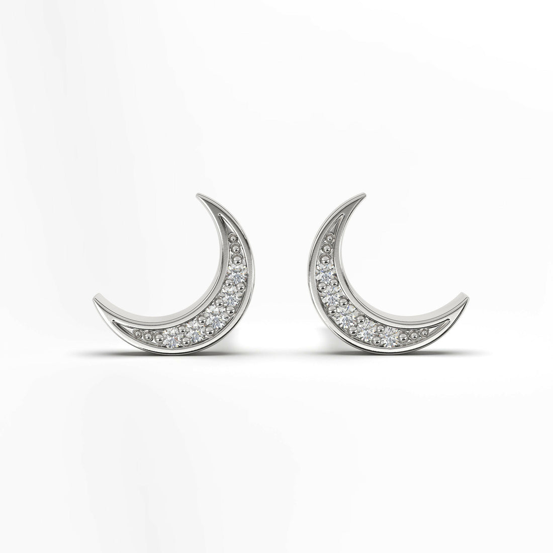 Diamond Half Moon Earring Cad 3D Model-(P.CODE/ER-014).