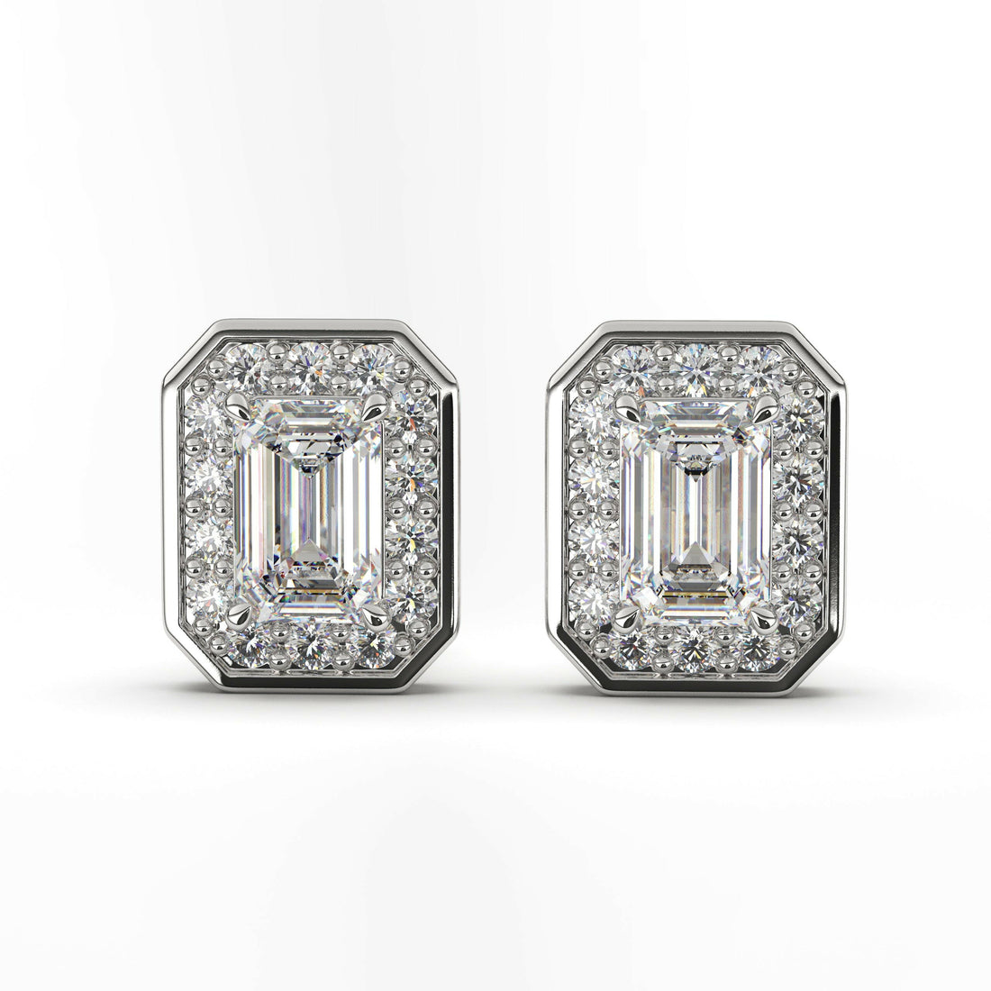 Diamond Emerald Cut Earring Cad 3D Model-(P.CODE/ER-015).