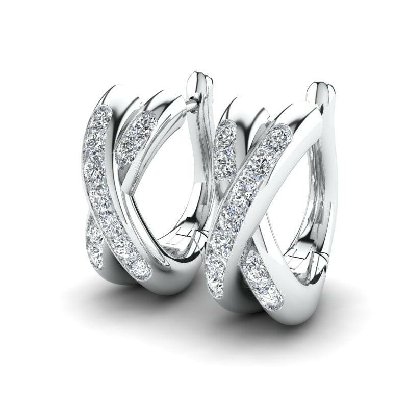 Diamond Channel Set Hoop Earring Cad 3D Model-(P.CODE/ER-019).