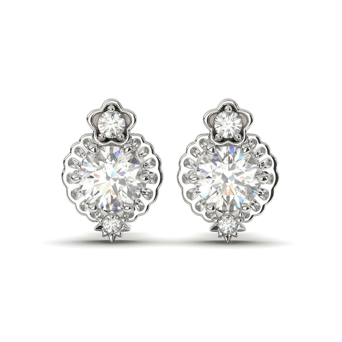 Diamond Floral Earring Cad 3D Model-(P.CODE/ER-020).