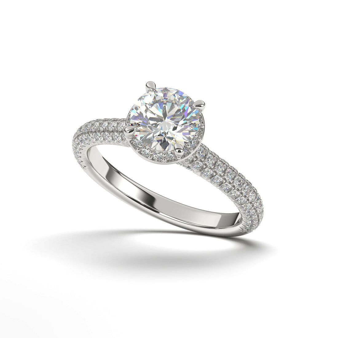 Double Halo Solitaire Round Engagement Ring Cad 3D Model (P.CODE/ERDH-001-RD)