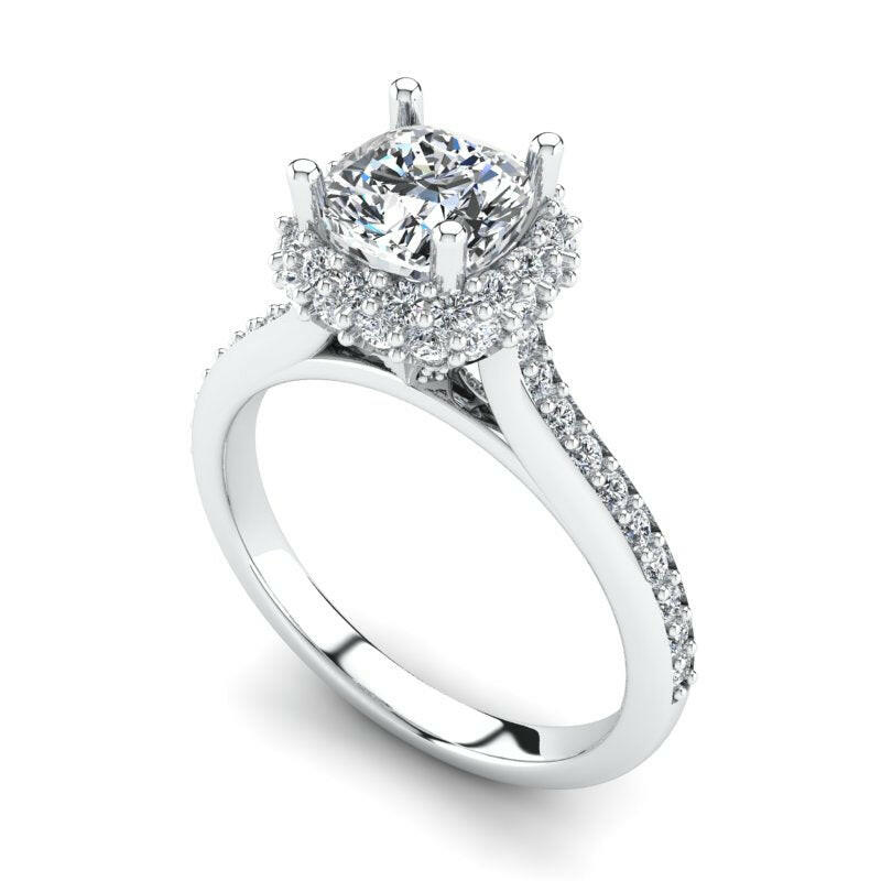 Double Halo Solitaire Cushion Cut Engagement Ring Cad 3D Model (P.CODE/ERDH-002-CU)