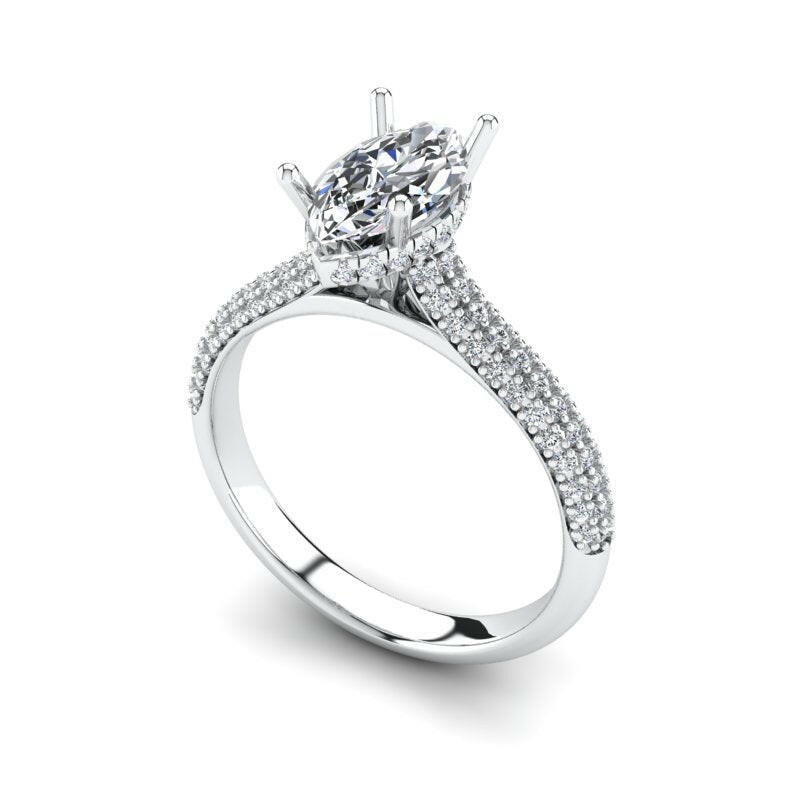 Hidden Halo Solitaire Marquise Engagement Ring Cad 3D Model (P.CODE/ERHH-001-MQ)