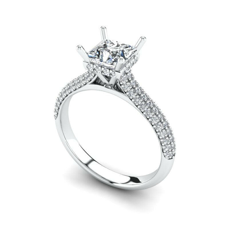 Hidden Halo Solitaire Pear Cut Engagement Ring Cad 3D Model (P.CODE/ERHH-001-PR)