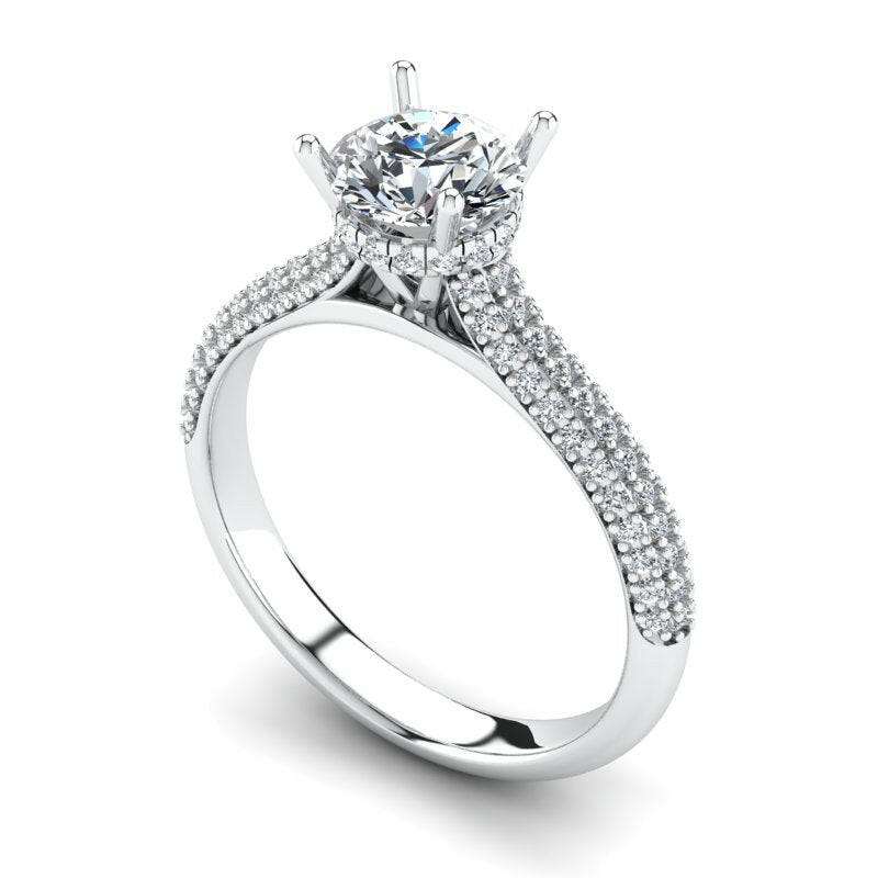 Hidden Halo Solitaire Round Engagement Ring Cad 3D Model (P.CODE/ERHH-001-RD)