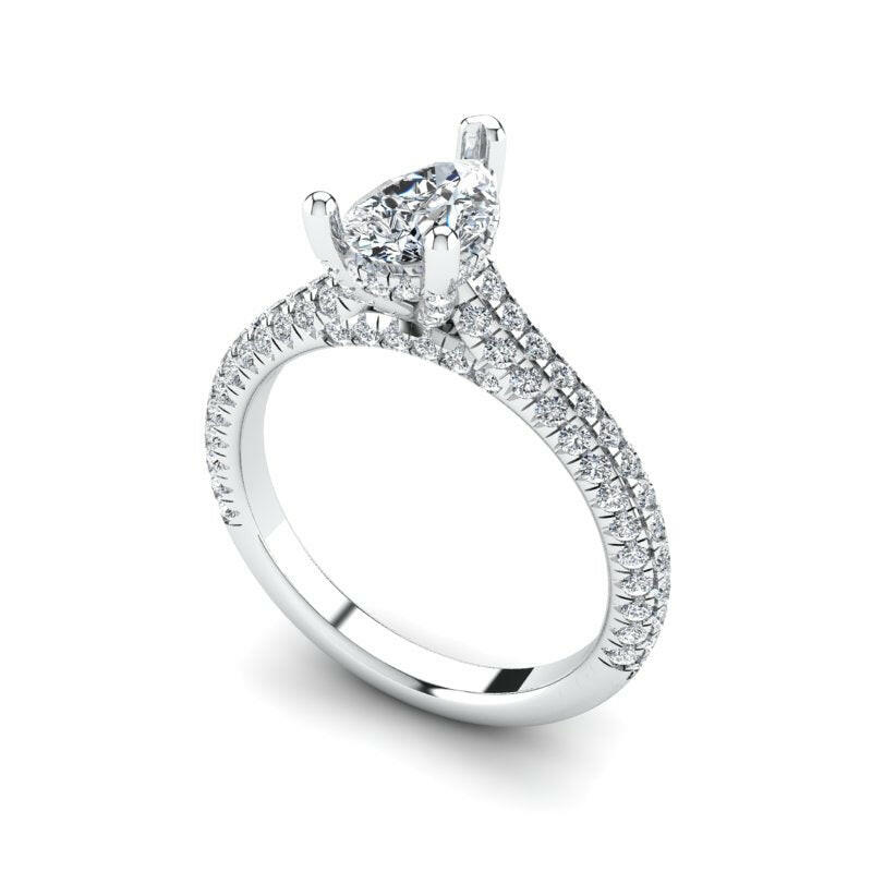 Hidden Halo Solitaire Pear Cut Engagement Ring Cad 3D Model (P.CODE/ERHH-003-PR)