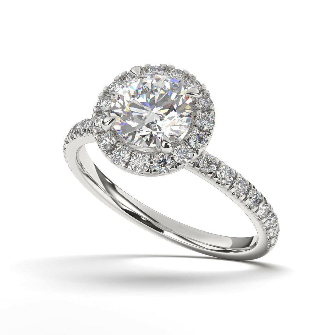 Single Halo Solitaire Round Engagement Ring Cad 3D Model (P.CODE/ERSH-001-RD).