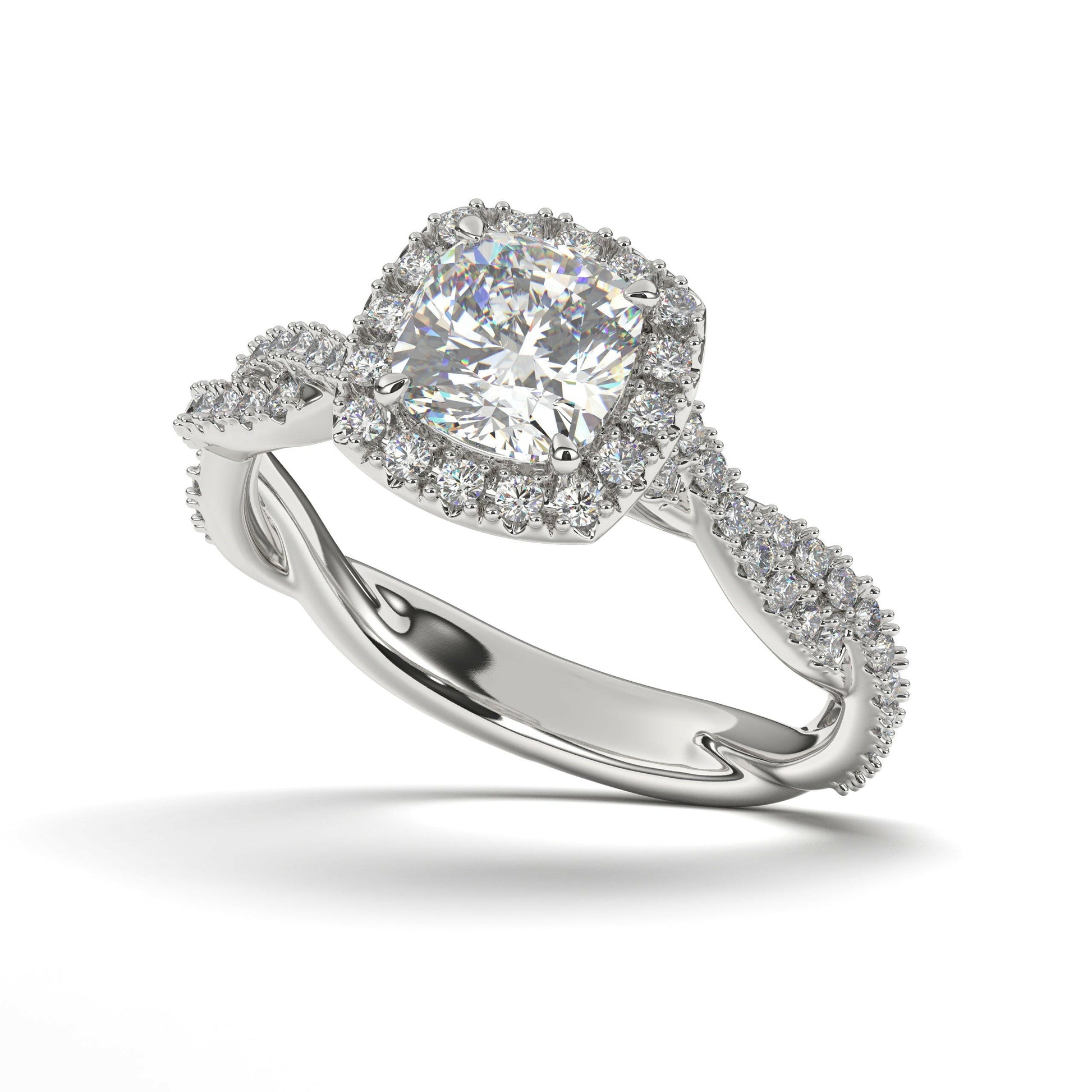 Single Halo Solitaire Cushion Engagement Ring Cad 3D Model (P.CODE/ERSH-002-CU).