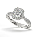 Single Halo Solitaire Emerald Cut Engagement Ring Cad 3D Model (P.CODE/ERSH-002-EC-RAD).