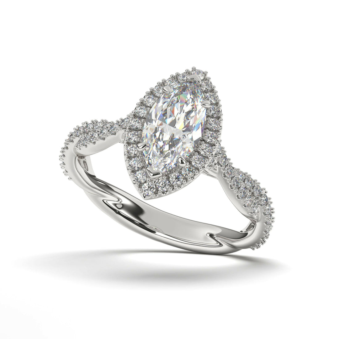 Single Halo Solitaire Marquise Engagement Ring Cad 3D Model (P.CODE/ERSH-002-MQ).