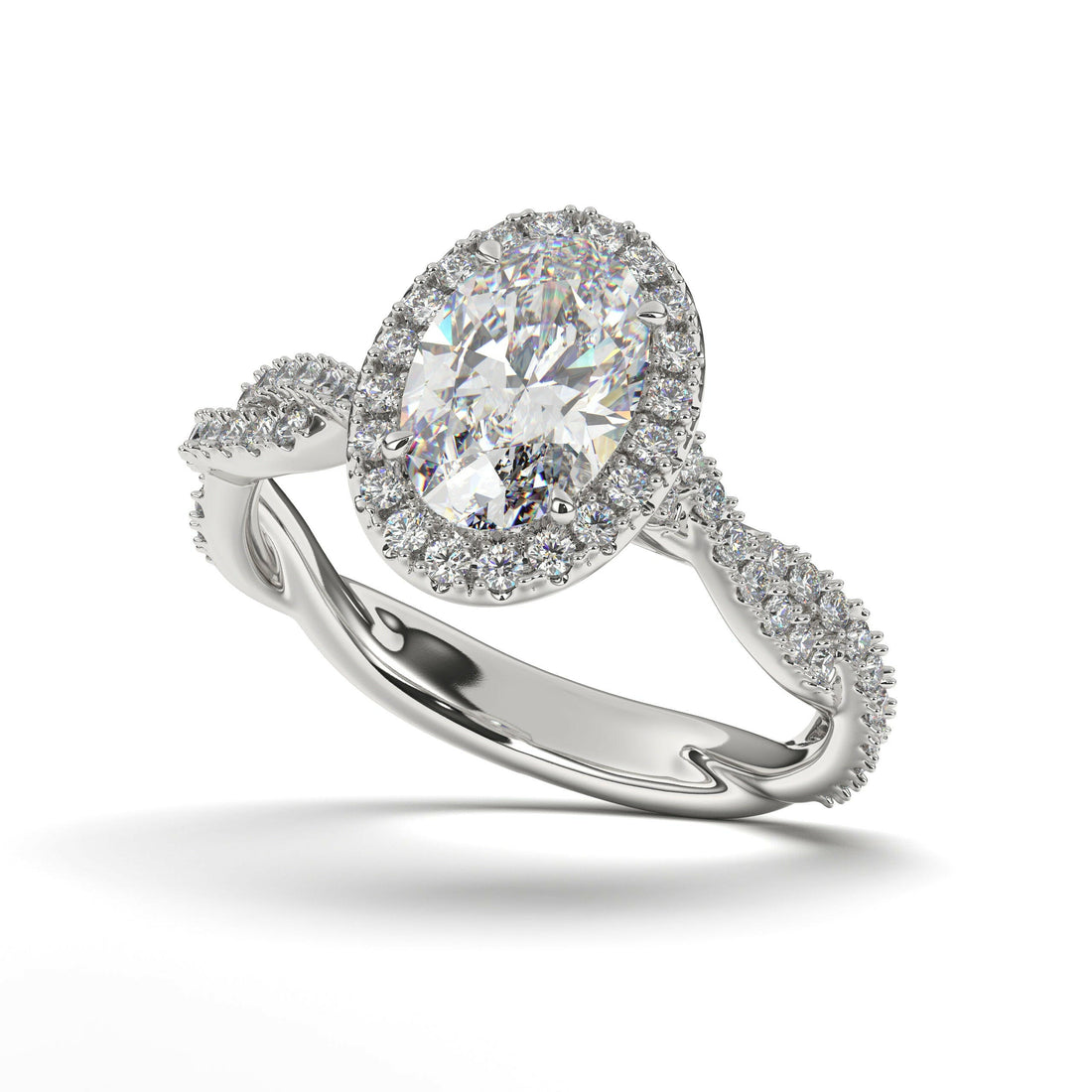 Single Halo Solitaire Oval Cut Engagement Ring Cad 3D Model (P.CODE/ERSH-002-OV).