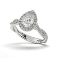 Single Halo Solitaire Pear Cut Engagement Ring Cad 3D Model (P.CODE/ERSH-002-PR).