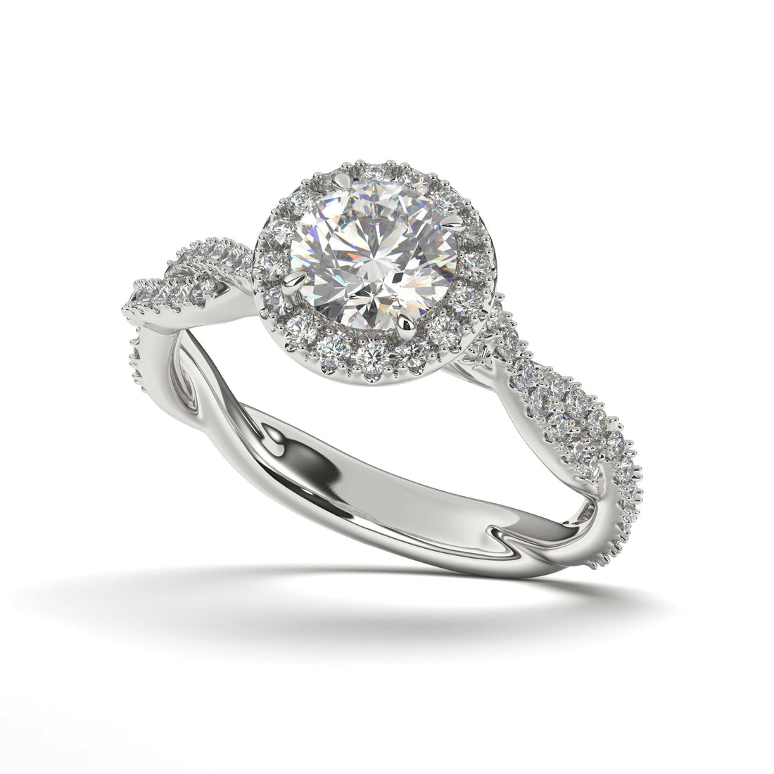 Single Halo Solitaire Round Engagement Ring Cad 3D Model (P.CODE/ERSH-002-RD).