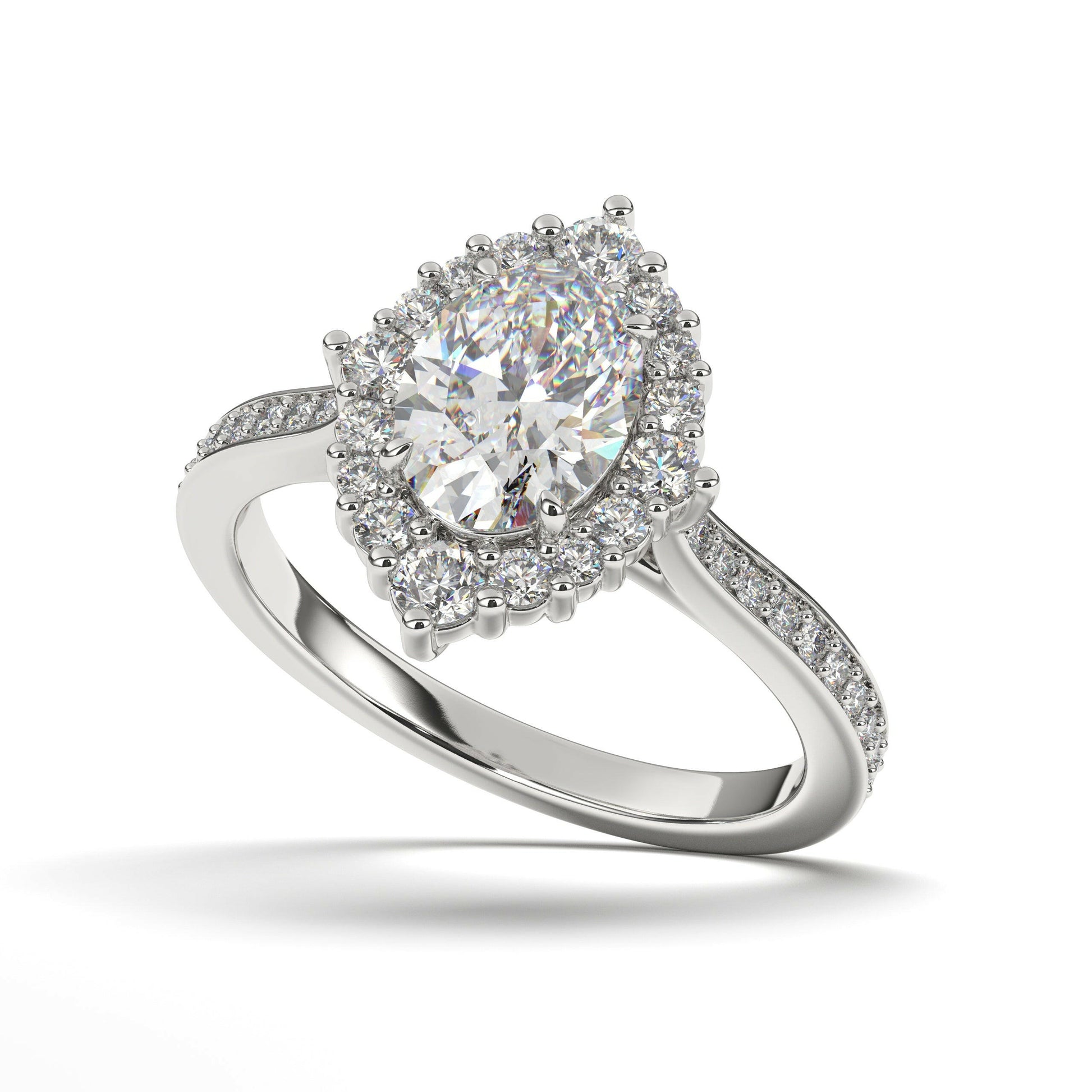 Single Halo Solitaire Oval Engagement Ring Cad 3D Model (P.CODE/ERSH-003-OV).