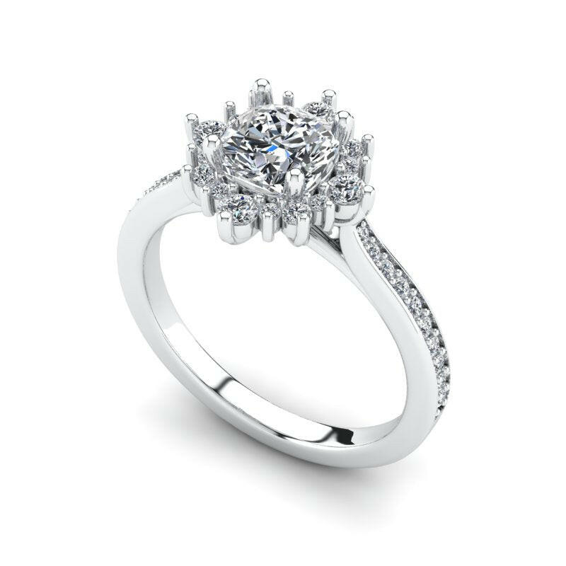 Single Halo Solitaire Cushion Engagement Ring Cad 3D Model (P.CODE/ERSH-003-CU).