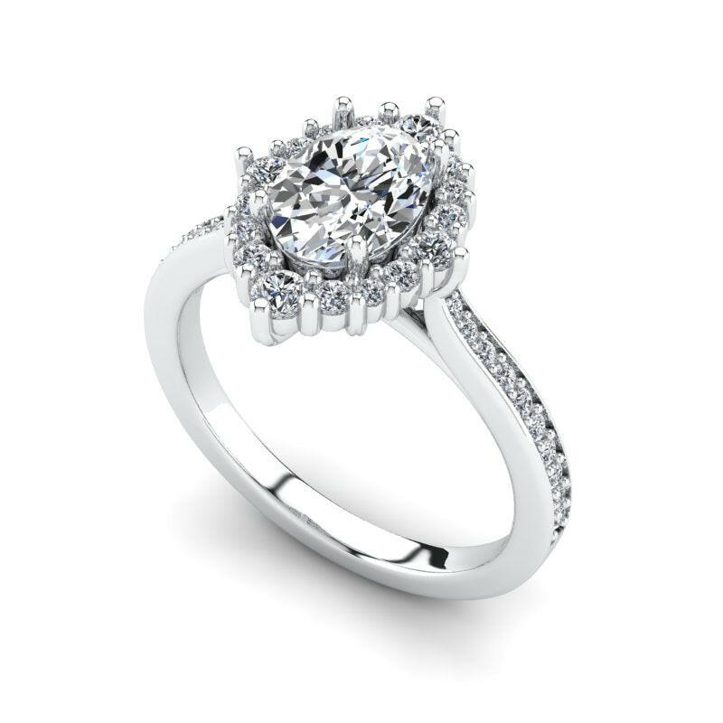 Single Halo Solitaire Oval Engagement Ring Cad 3D Model (P.CODE/ERSH-003-OV).