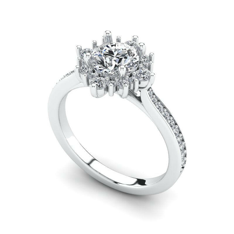 Single Halo Solitaire Round Engagement Ring Cad 3D Model (P.CODE/ERSH-003-RD).