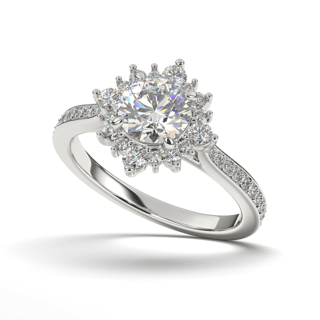 Single Halo Solitaire Round Engagement Ring Cad 3D Model (P.CODE/ERSH-003-RD).