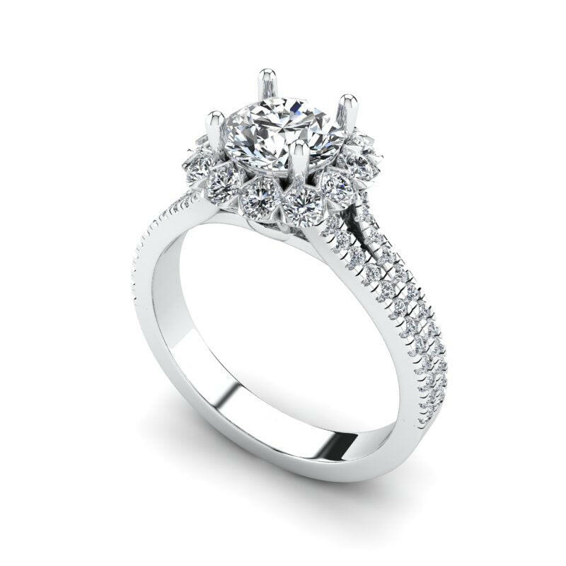 Single Halo Solitaire Cushion Engagement Ring Cad 3D Model (P.CODE/ERSH-005).