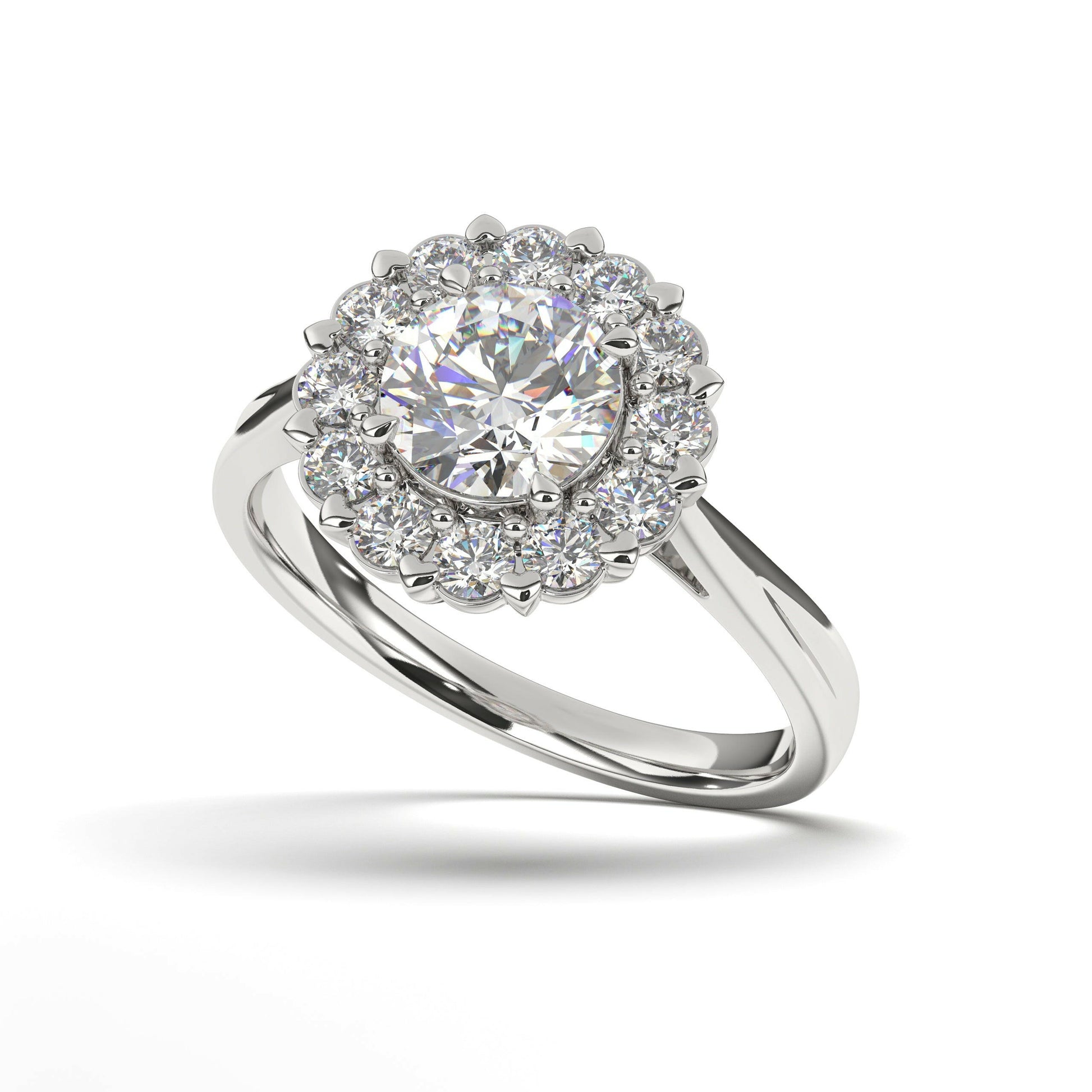 Single Halo Solitaire Round Engagement Ring Cad 3D Model (P.CODE/ERSH-007).