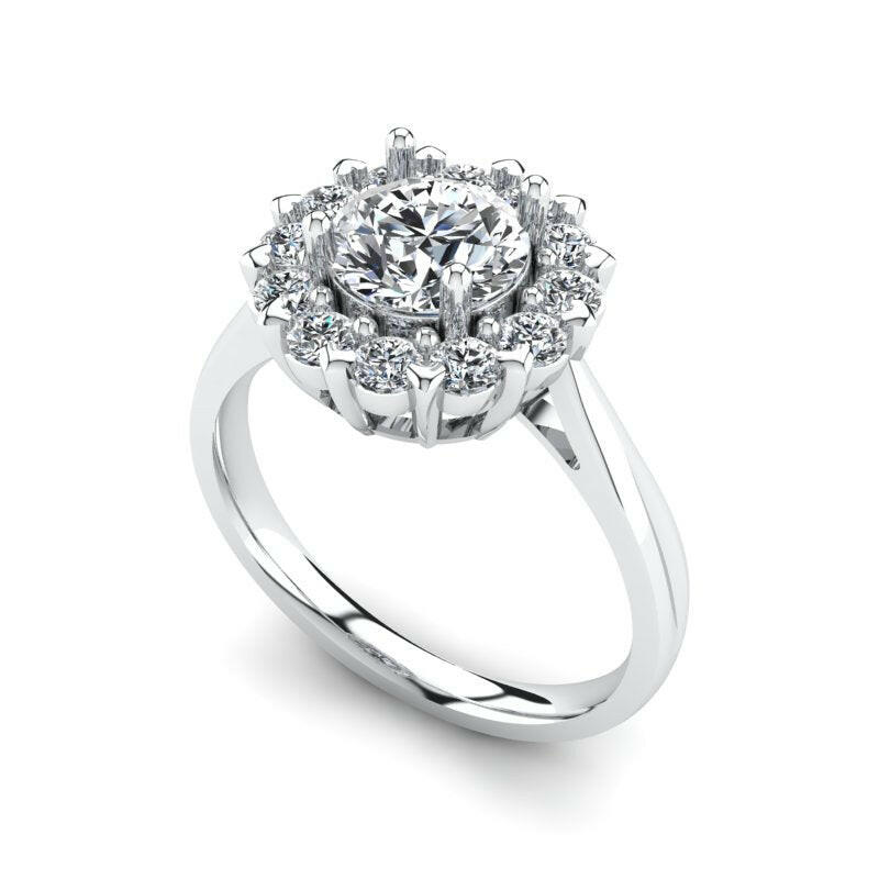 Single Halo Solitaire Round Engagement Ring Cad 3D Model (P.CODE/ERSH-007).