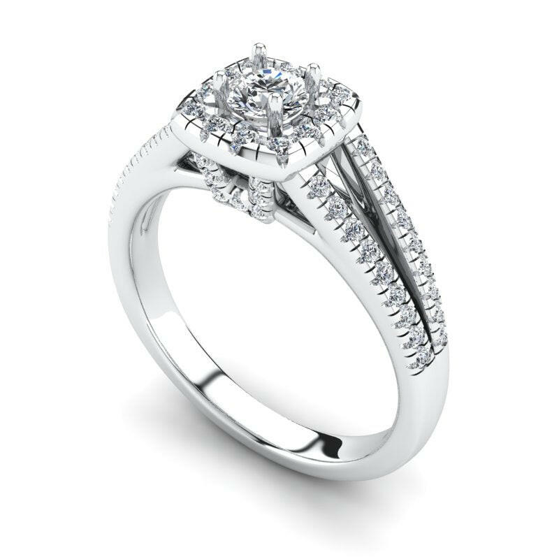 Single Halo Solitaire Round Engagement Ring Cad 3D Model (P.CODE/ERSH-008).