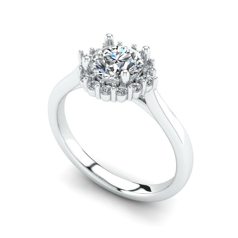 Single Halo Solitaire Round Engagement Ring Cad 3D Model (P.CODE/ERSH-009).