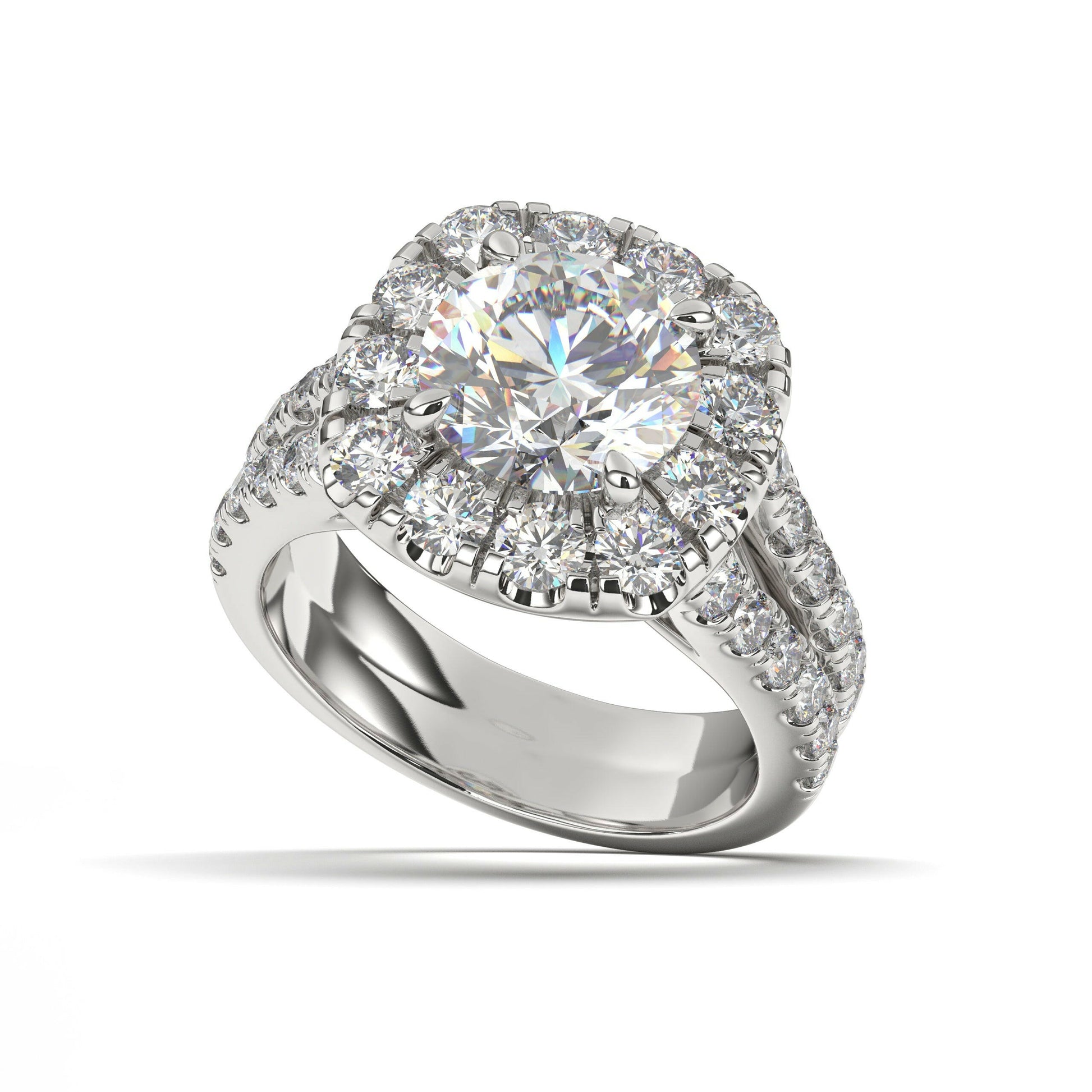 Single Halo Solitaire Round Engagement Ring Cad 3D Model (P.CODE/ERSH-011).