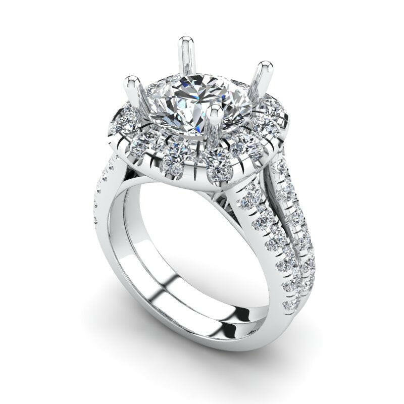 Single Halo Solitaire Round Engagement Ring Cad 3D Model (P.CODE/ERSH-011).