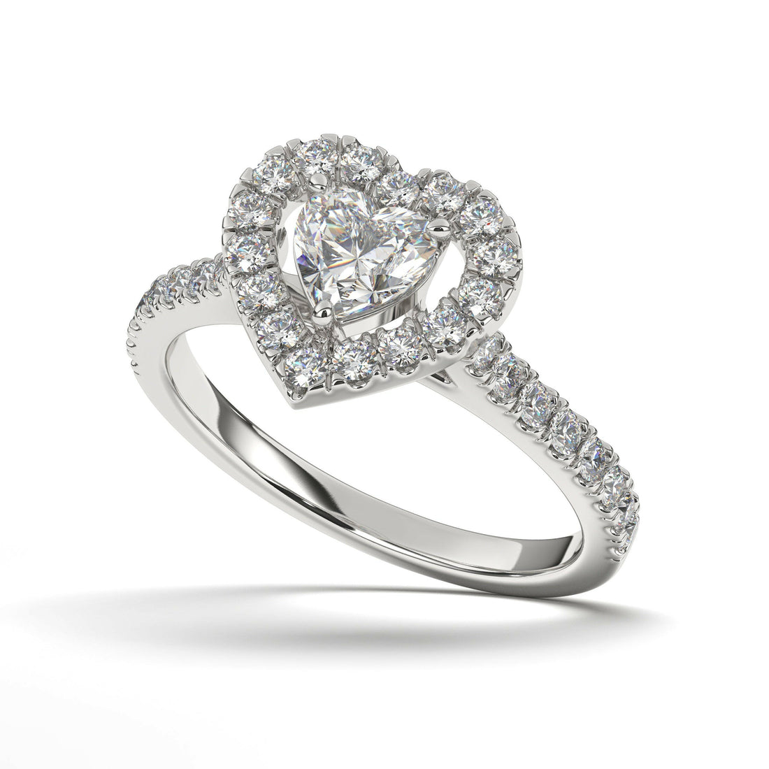 Single Heart Halo Solitaire Round Engagement Ring Cad 3D Model (P.CODE/ERSH-012).