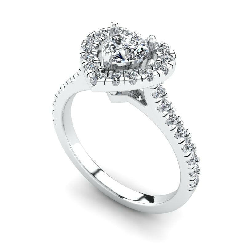 Single Heart Halo Solitaire Round Engagement Ring Cad 3D Model (P.CODE/ERSH-012).