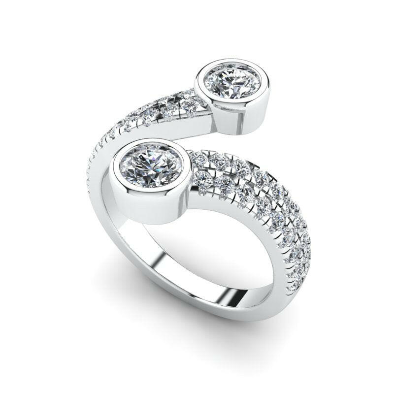 Diamond Bypass Bezel and Pave Ring Cad 3D Model-(P.CODE/FR-008)