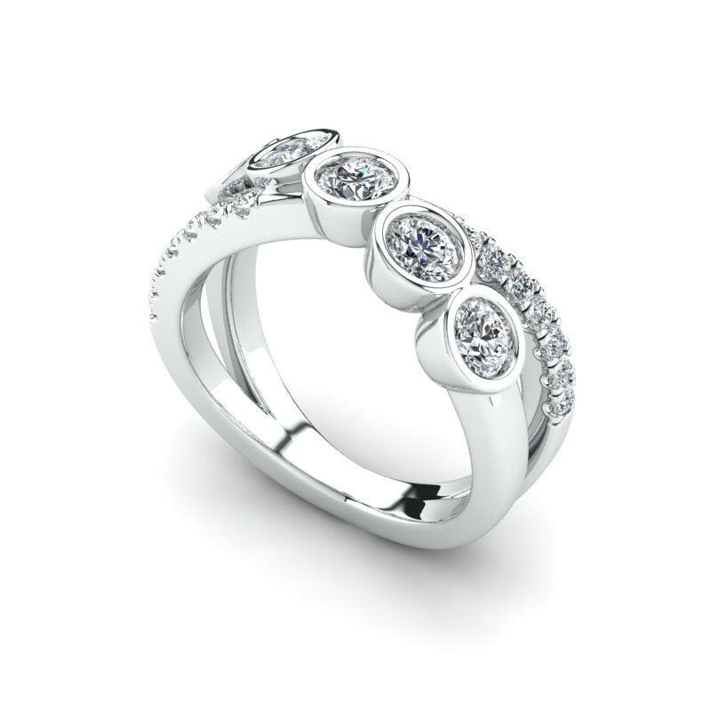 Diamond Criss Cross Bezel Ring Cad 3D Model-(P.CODE/FR-012)