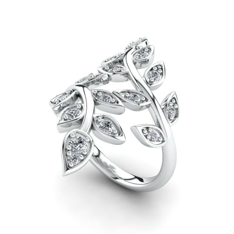 Diamond Leaf Ring Cad 3D Model-(P.CODE/FR-015)