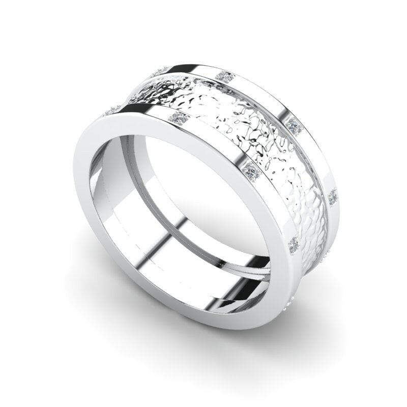 Diamond Men's Hammered Texture Band Cad 3D Model-(P.CODE/MB-008)