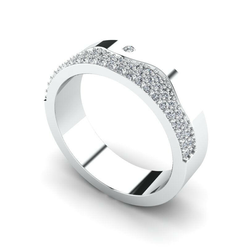 Diamond Men's Wave Ring Cad 3D Model-(P.CODE/MB-016)