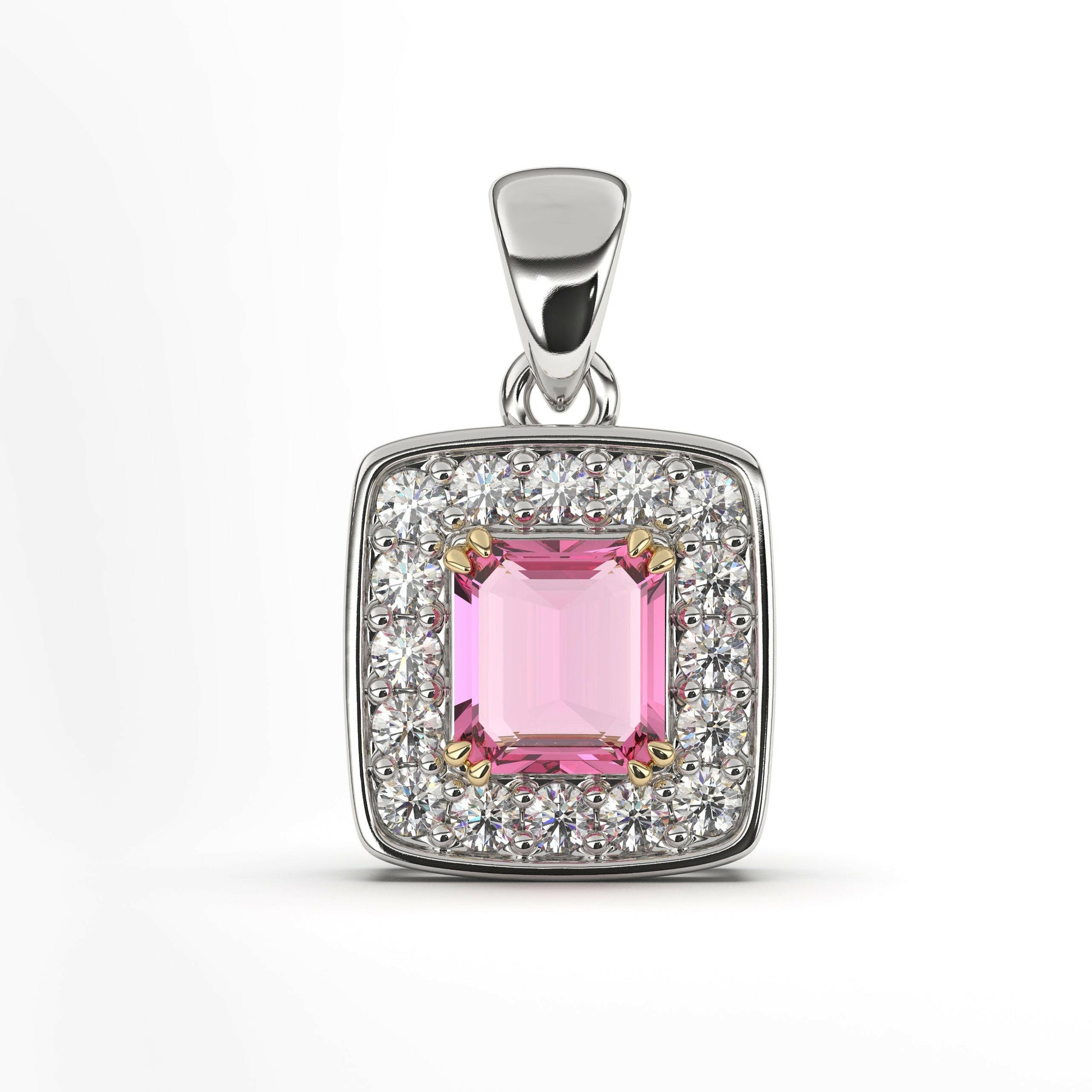 Diamond Square Halo Pendant Cad 3D Model-(P.CODE/NK-010).