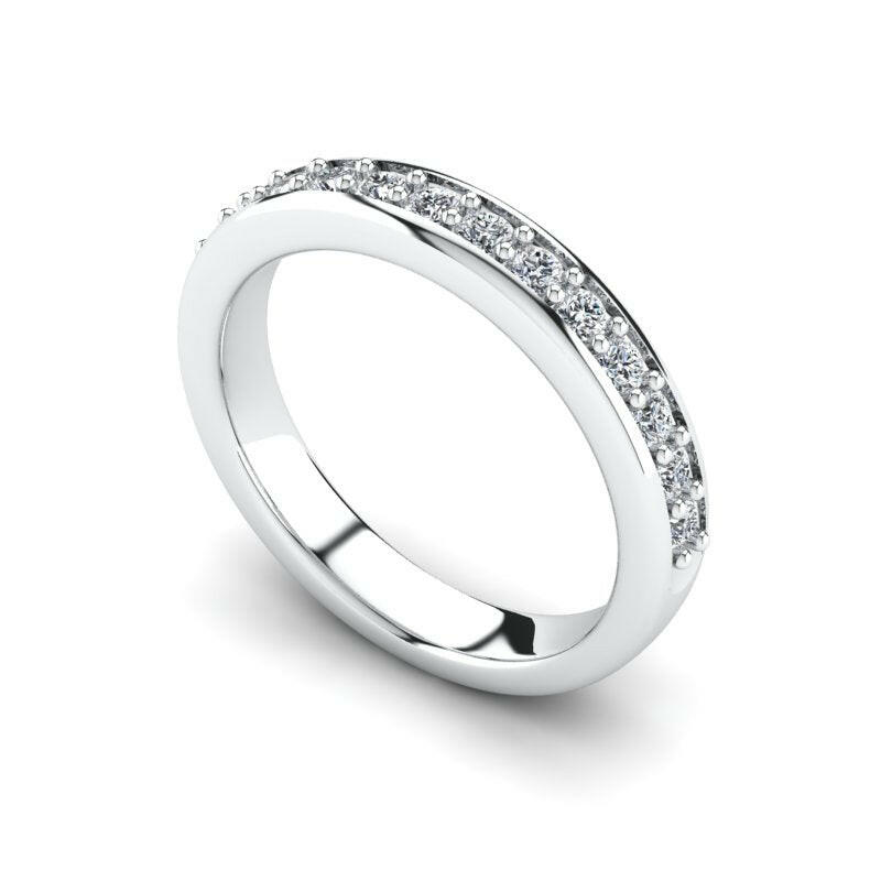 Diamond Halfway Wedding Ring For Women Cad 3D Model-(P.CODE/WB-010).