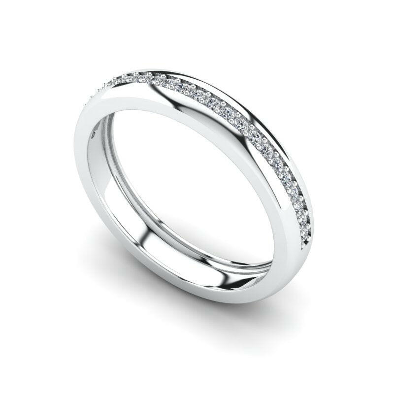 Diamond Halfway Wedding Ring For Women Cad 3D Model-(P.CODE/WB-016).