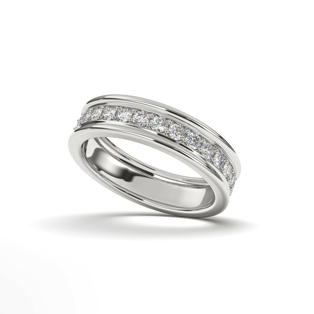 Diamond Halfway Wedding Ring For Women Cad 3D Model-(P.CODE/WB-017).