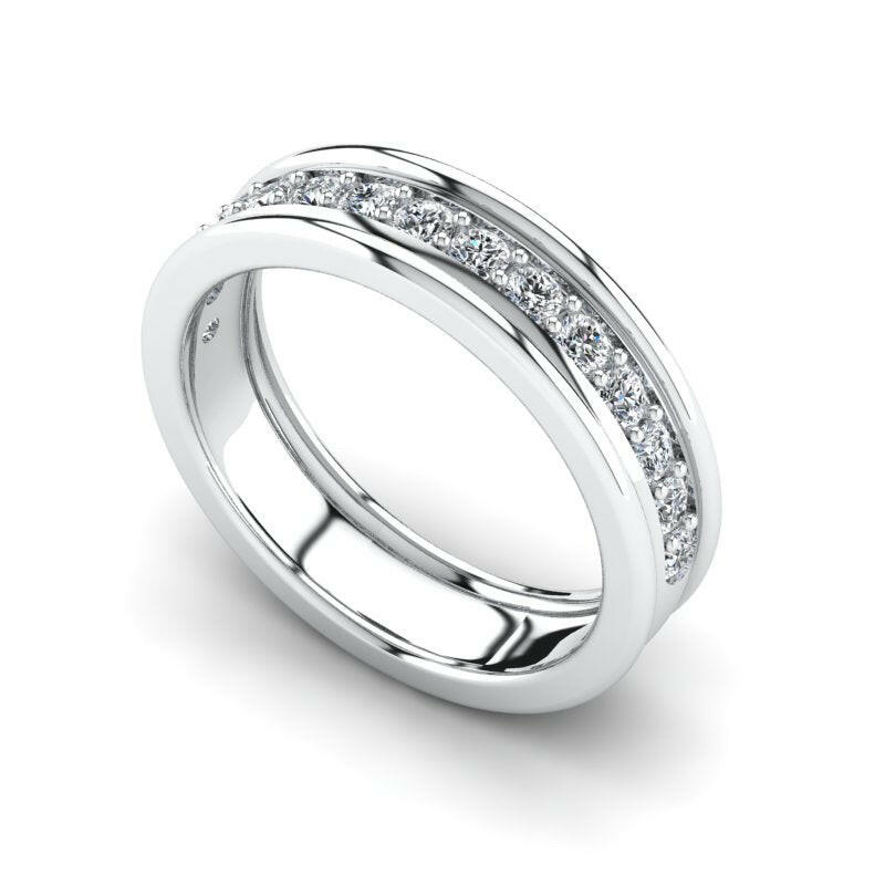 Diamond Halfway Wedding Ring For Women Cad 3D Model-(P.CODE/WB-017).