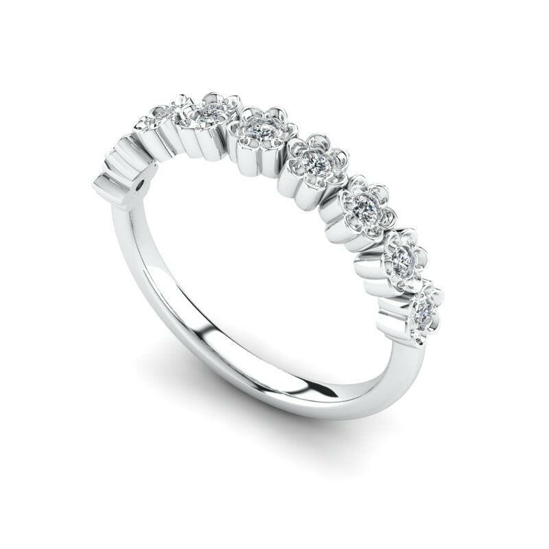 Diamond Halfway Wedding Ring For Women Cad 3D Model-(P.CODE/WB-018).