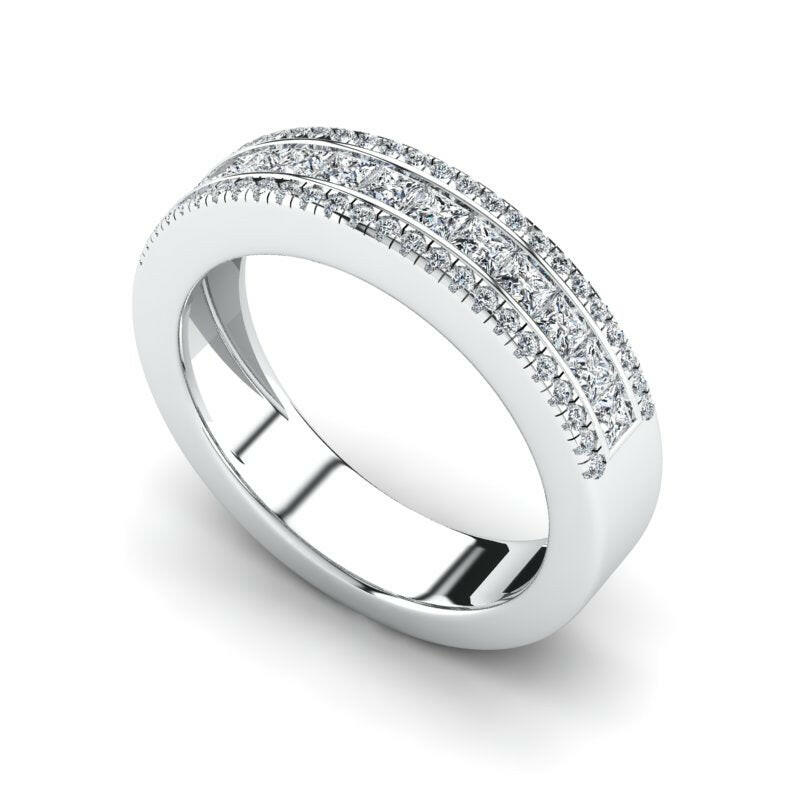 Diamond Halfway Wedding Ring For Women Cad 3D Model-(P.CODE/WB-019).