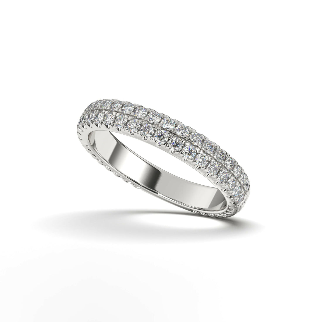 Diamond Halfway Wedding Ring For Women Cad 3D Model-(P.CODE/WB-020).